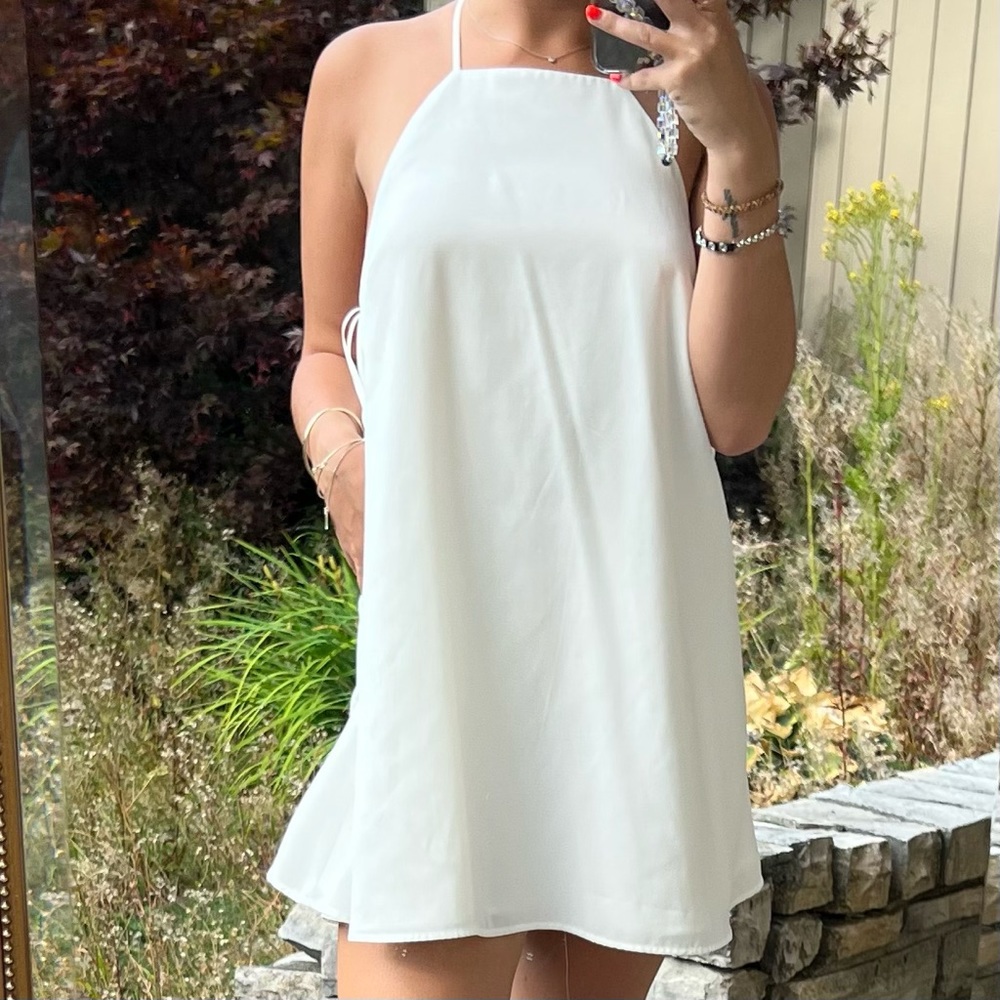 White Cross-Back Dress